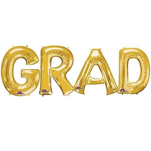 GRAD Gold Foil Letter Balloon Pack - 40cm