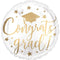 Congrats Grad White and Gold Foil Balloon - 18