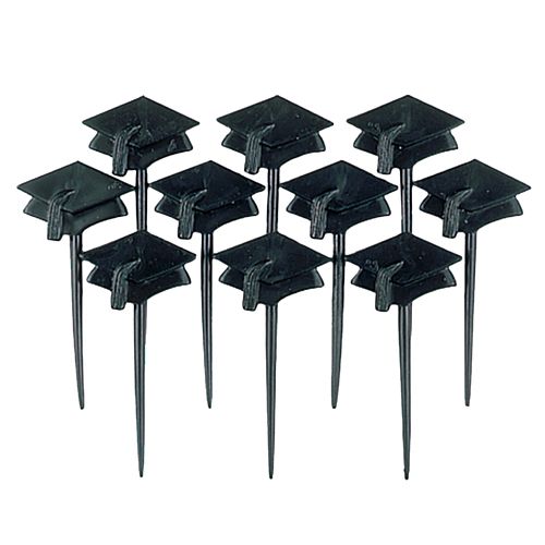 Graduation Cap Plastic Cake Picks - Pack of 10