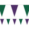 Wimbledon Green and Purple Fabric Pennant Bunting - 24 Flags - 8m