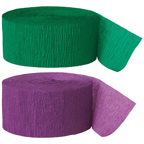 Green and Purple Crepe Streamer - 25m - Set of 2