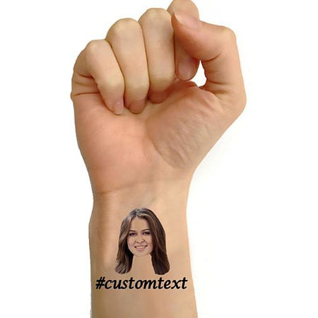 Personalised Bespoke Tattoos - Pack of 16 - Add your Face and Hashtag