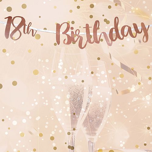 18th Birthday Rose Gold Letter Banner - 1m