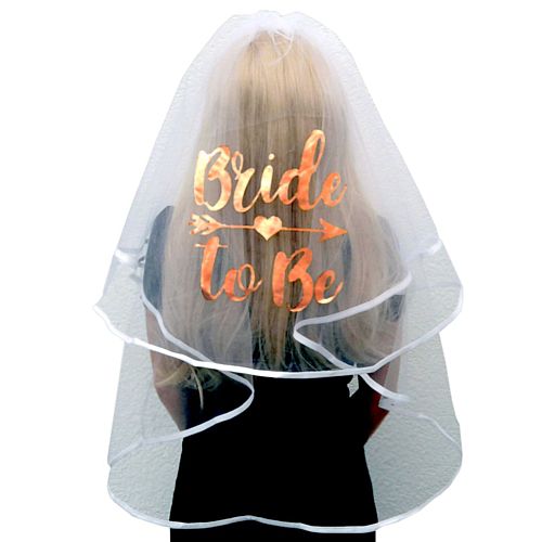 Rose Gold Bride to Be Printed Veil - 80cm
