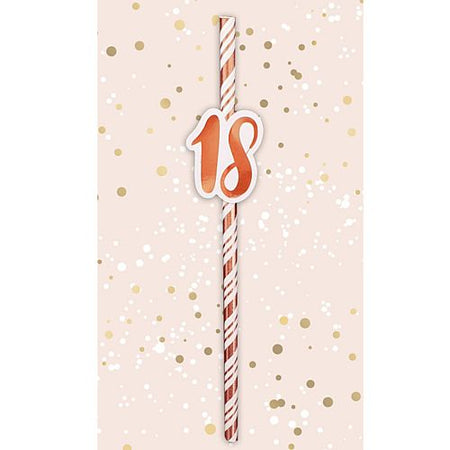 18th Birthday Rose Gold Straws - Pack of 6