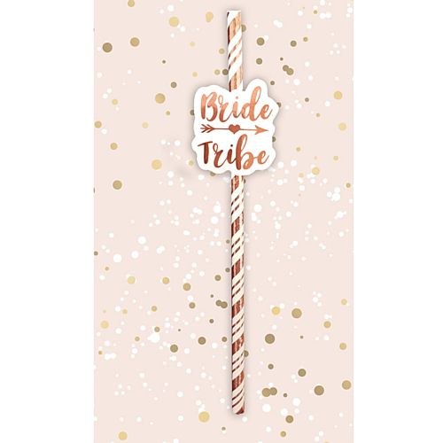 Rose Gold Bride Tribe Straws - Pack of 6