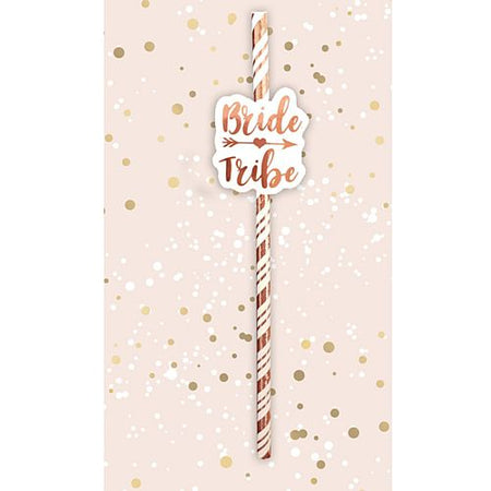 Rose Gold Bride Tribe Straws - Pack of 6