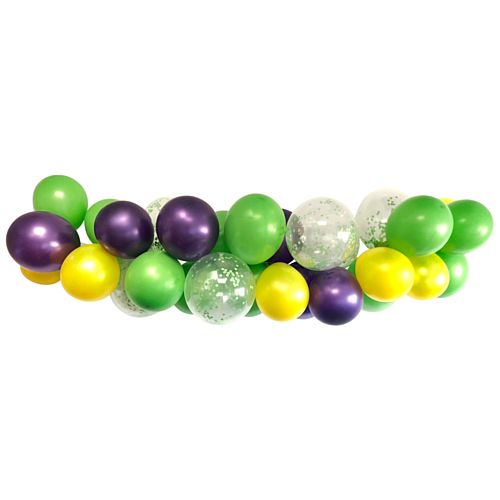 Purple, Green & Yellow Balloon Arch DIY Kit - 32 Balloons - 2.5m