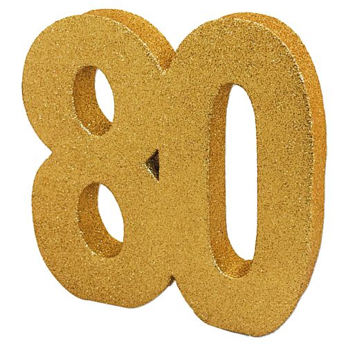 Gold Glitter Number 80 Table Decoration - 20cm