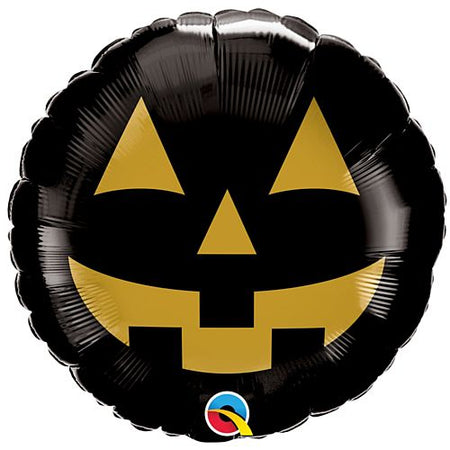 Black and Gold Pumpkin Face Foil Balloon - 18