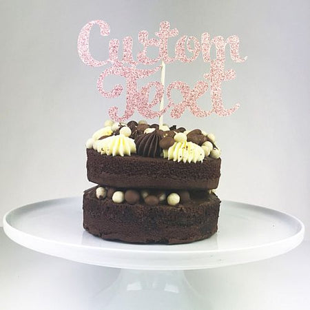 Personalised Pink Glitter effect Cake Topper - Each