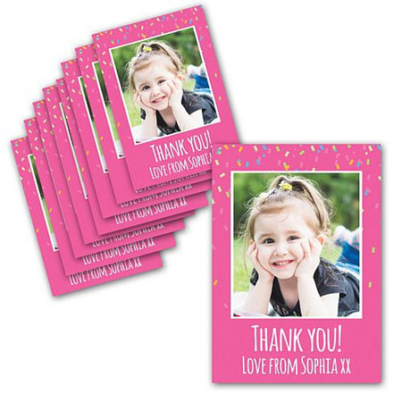 Pink Birthday Personalised Photo Thank You Cards - Pack of 8