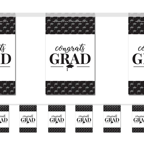 Congrats Grad Mortarboard Graduation Paper Bunting - 2.4m