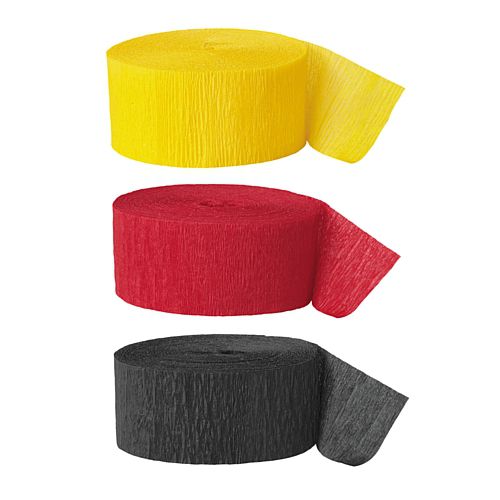 Black, Red & Yellow Crepe Streamer Decoration Pack