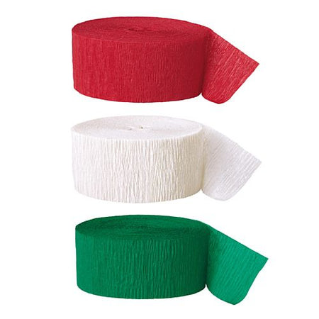 Red, White & Green Crepe Streamer Decoration Pack