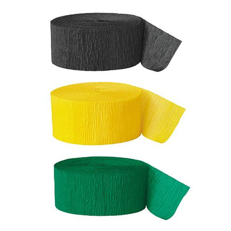 Black, Green & Yellow Crepe Streamer Decoration Pack