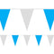 Light Blue and White Fabric Pennant Bunting - 24 Flags - 8m