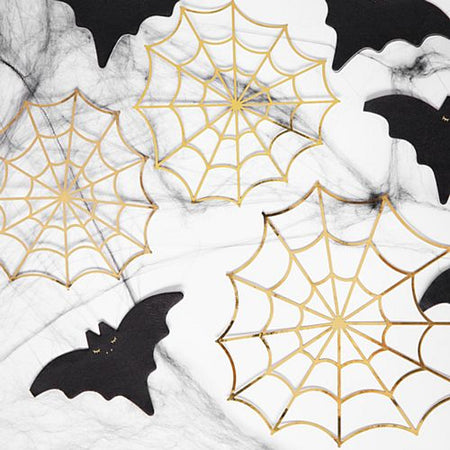 Gold Spider Web Decorations - Pack of 3