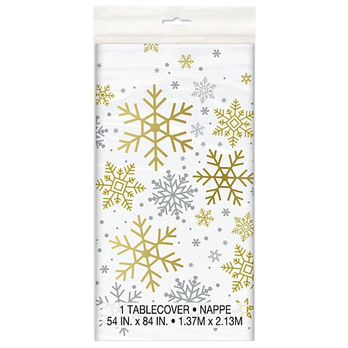 Christmas Snowflakes Plastic Tablecloth