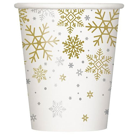 Christmas Snowflakes Paper Cups - 250ml - Pack of 8