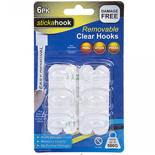 Clear Oval Hooks For Decorations - Pack of 6