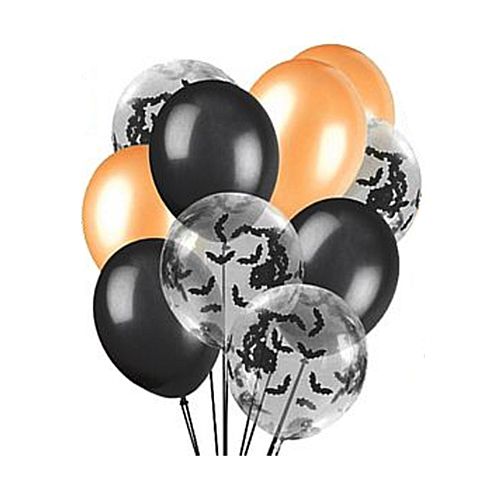 Black & Orange Halloween Confetti Bats Balloon Mix