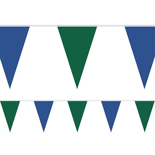 Blue and Green Fabric Pennant Bunting - 24 Flags - 8m