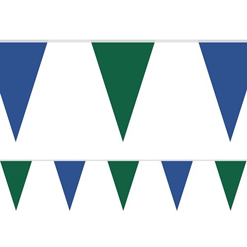 Blue and Green Fabric Pennant Bunting - 24 Flags - 8m