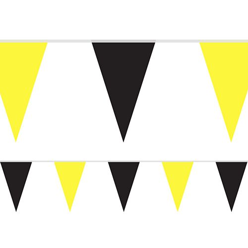 Black and Yellow Fabric Pennant Bunting - 24 Flags - 8m