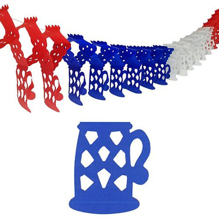 Beer Steins Tissue Paper Garland - Red, White and Blue - 4m