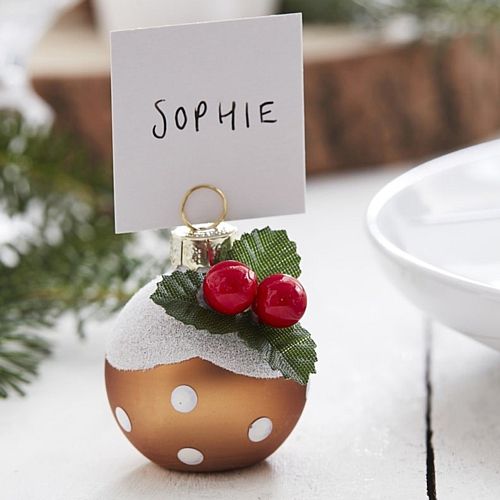 Christmas Pudding Bauble Place Card Holders - Pack of 6