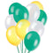 Green, White and Yellow Latex Balloons - 10