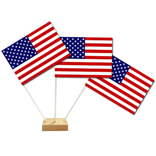 American Flag Paper Table Flags 15cm on 30cm Pole