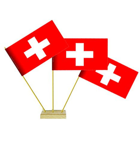 Swiss Paper Table Flags 15cm on 30cm Pole