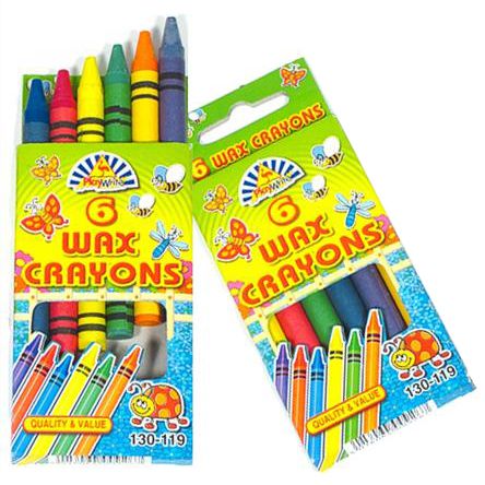 Box of 6 Wax Crayons - 9cm