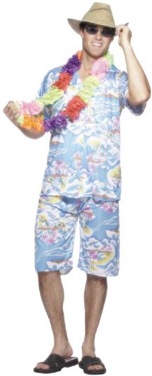 Blue Hawaiian Floral Shirt & Shorts Costume