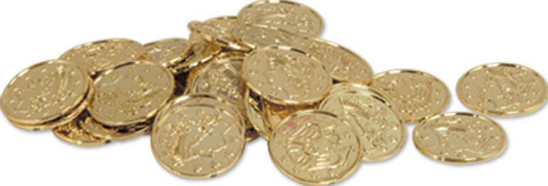 Plastic Gold Coins - Pack of 100