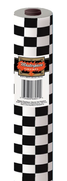 Black & White Checkered Table Roll - 30.5m x 1m