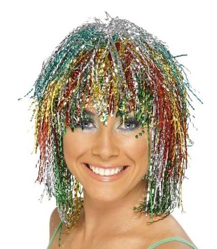 Multicoloured Tinsel Wig