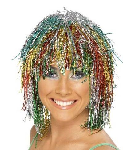 Multicoloured Tinsel Wig