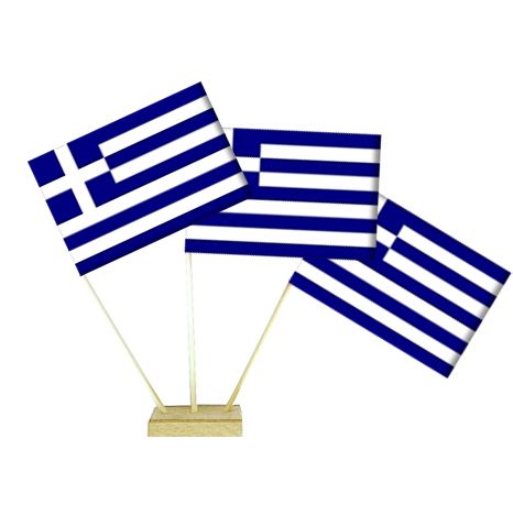Greek Table Paper Table Flags 15cm on 30cm Pole