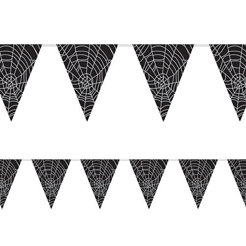 Spider Web Halloween  'All Weather' Flag Bunting - 3.7m (12') - 12 Flags