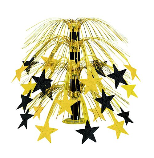 Black & Gold Star Cascade Centrepiece 18"