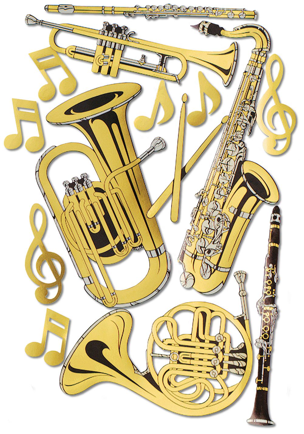 Musical Instrument Cutouts Set of 15 - 17" to 23.5"