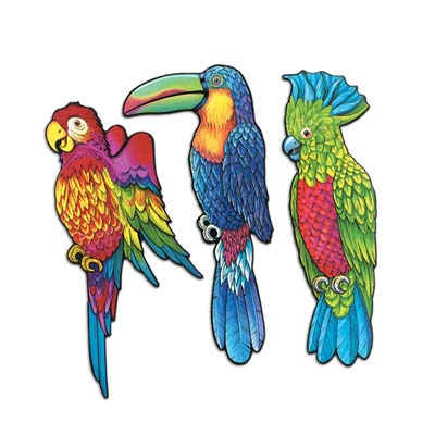 Exotic Bird Cutouts - Assorted Designs - 43.2cm - Pack of 3