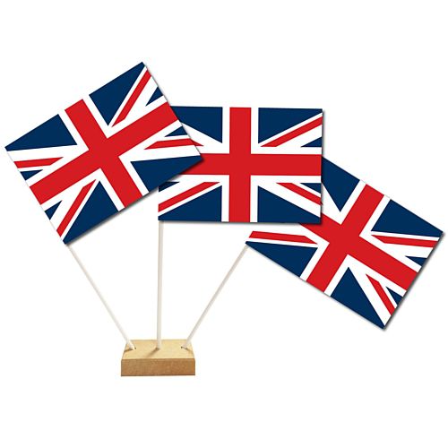 British Union Jack Paper Table Flags 15cm x 10cm on 30cm Pole