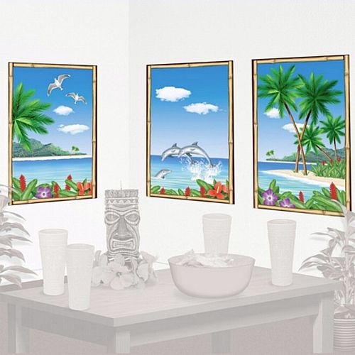 Tropical View Window Wall Decorations - 83cm - Set of 3