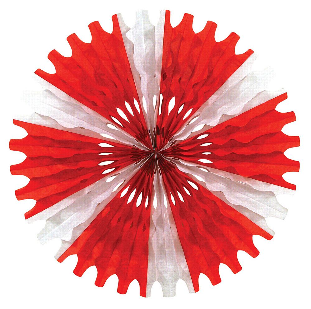 Red & White Paper Fan - 63.5cm