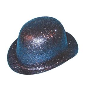 Black Glitter Bowler Hat