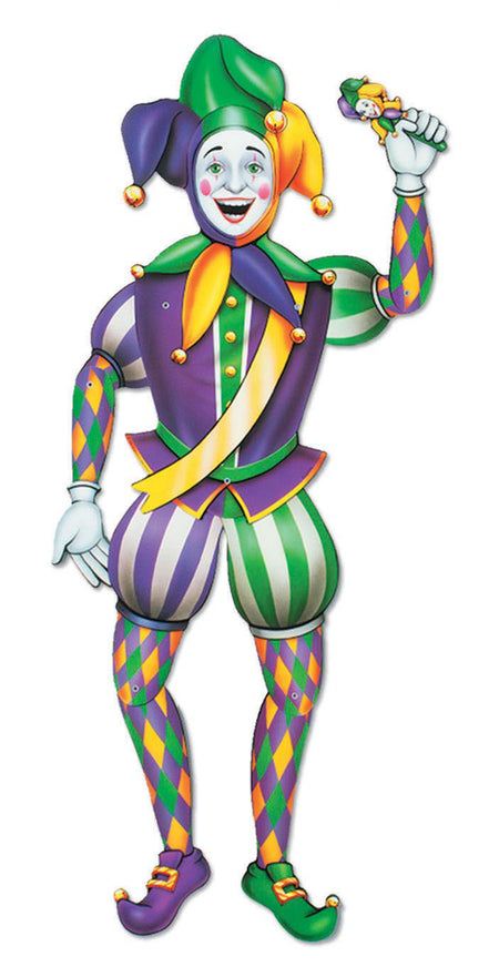 Mardi Gras Jester Jointed Cutout Wall Decoration - 96cm